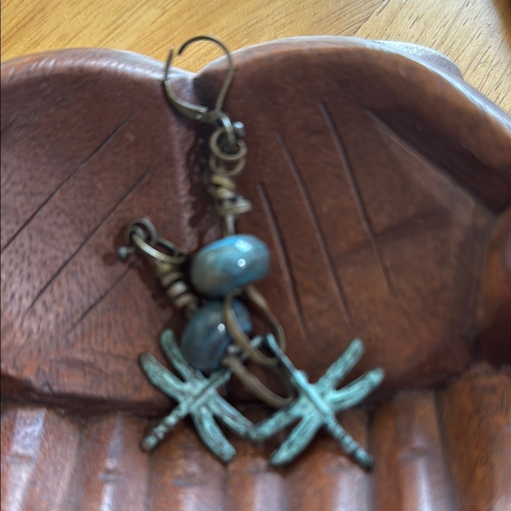 Dragonfly Earrings with Blue Accents